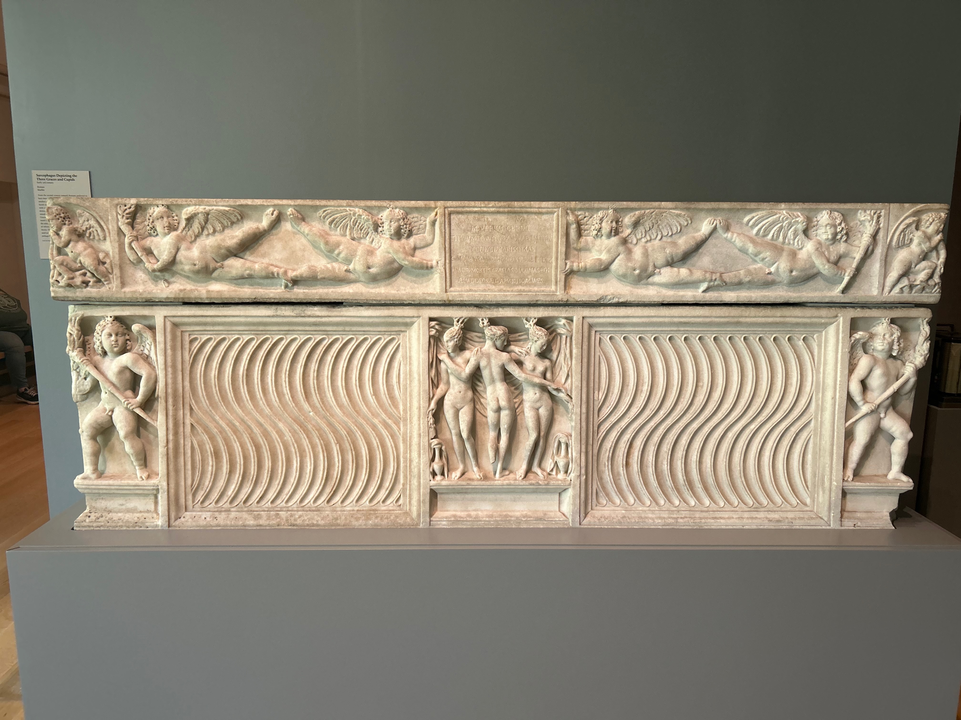 A large, marble sarcophagus