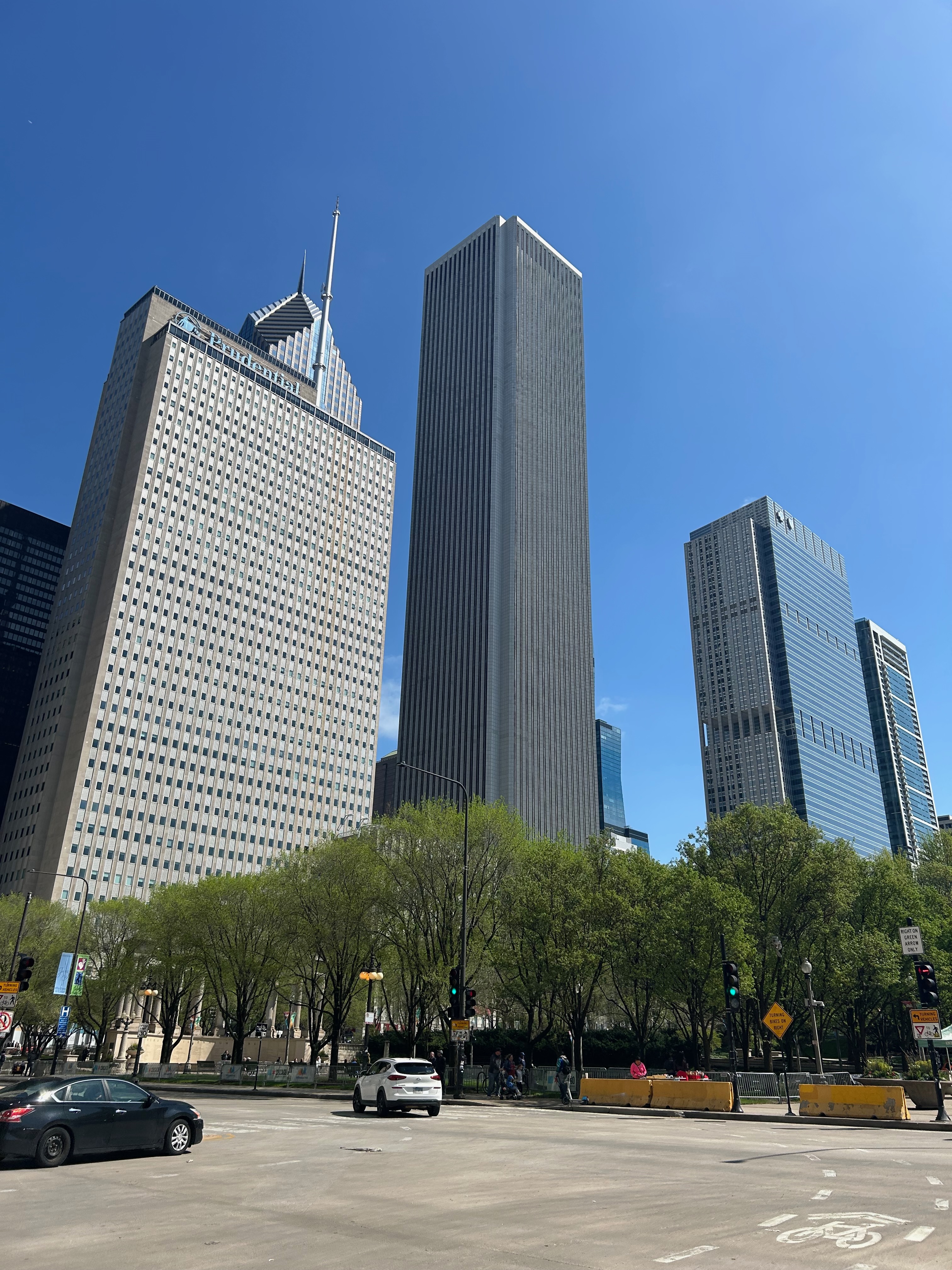 Skyscrapers imposing over Millennium Park